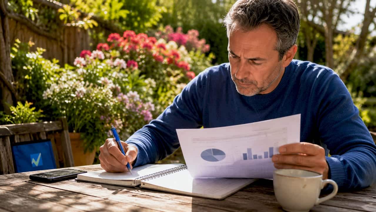 Un uomo sta consultando un documento sulla maggior tutela nel settore dell’energia.