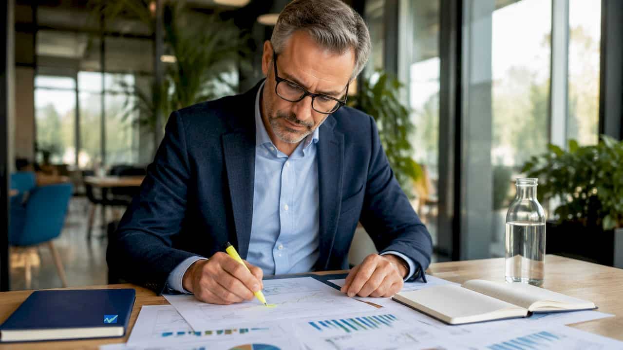 Esperto che analizza i risultati delle diagnosi energetiche