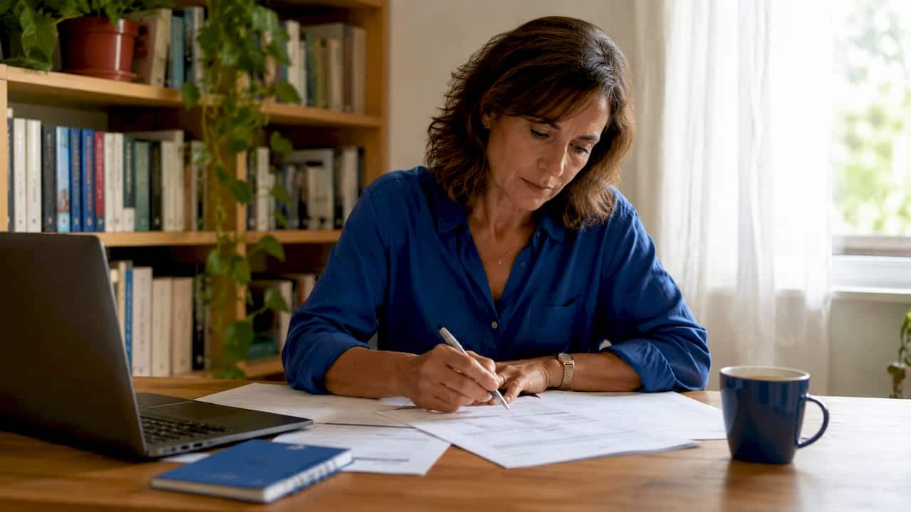 Donna che controlla le offerte luce per la famiglia