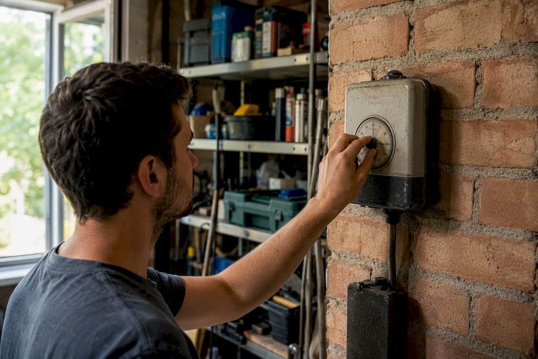 Mano che regola il quadrante del contatore elettrico