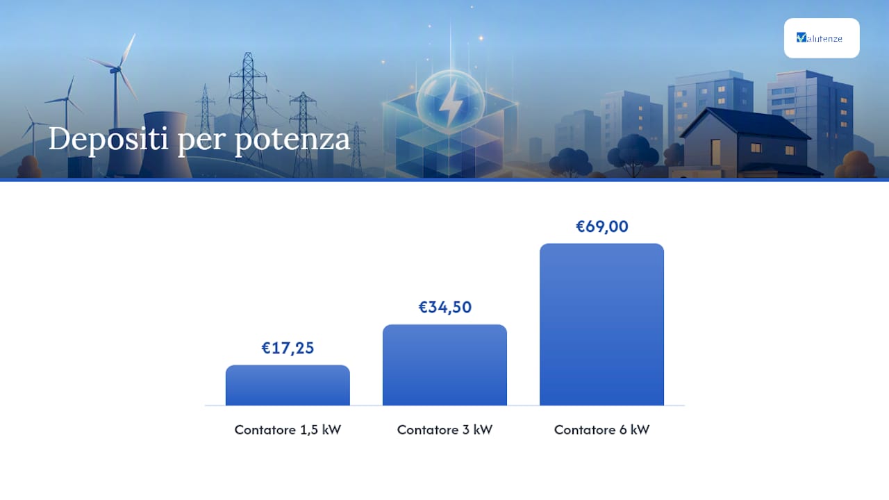 Schema del calcolo del deposito cauzionale per l'elettricità in base ai kW