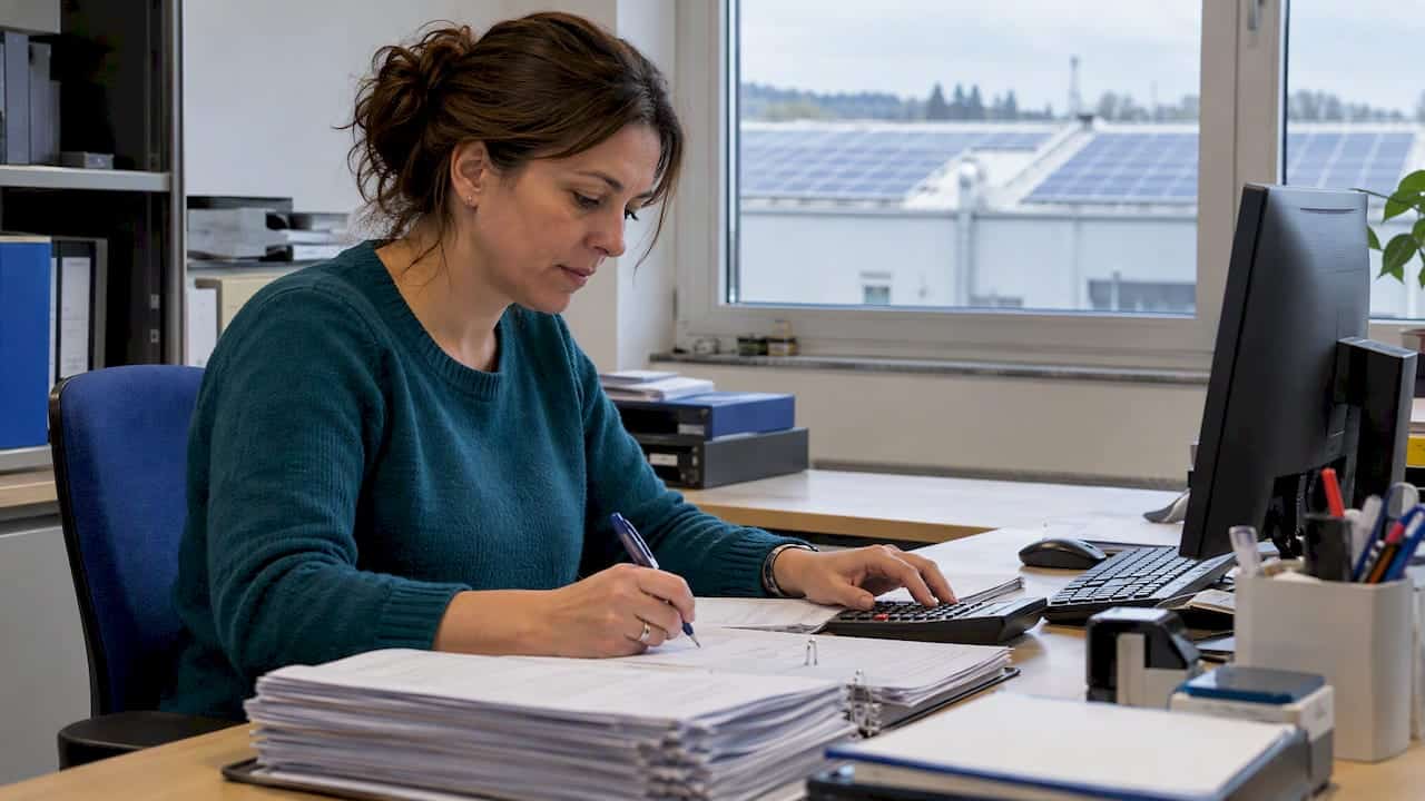 La impiegata inserisce il costo dell’impianto fotovoltaico